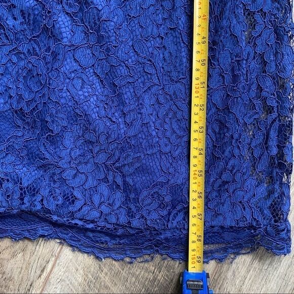 NWT Lulu’s Lace Overlay Royal Blue Dress Gown Size Small - Picture 8 of 10